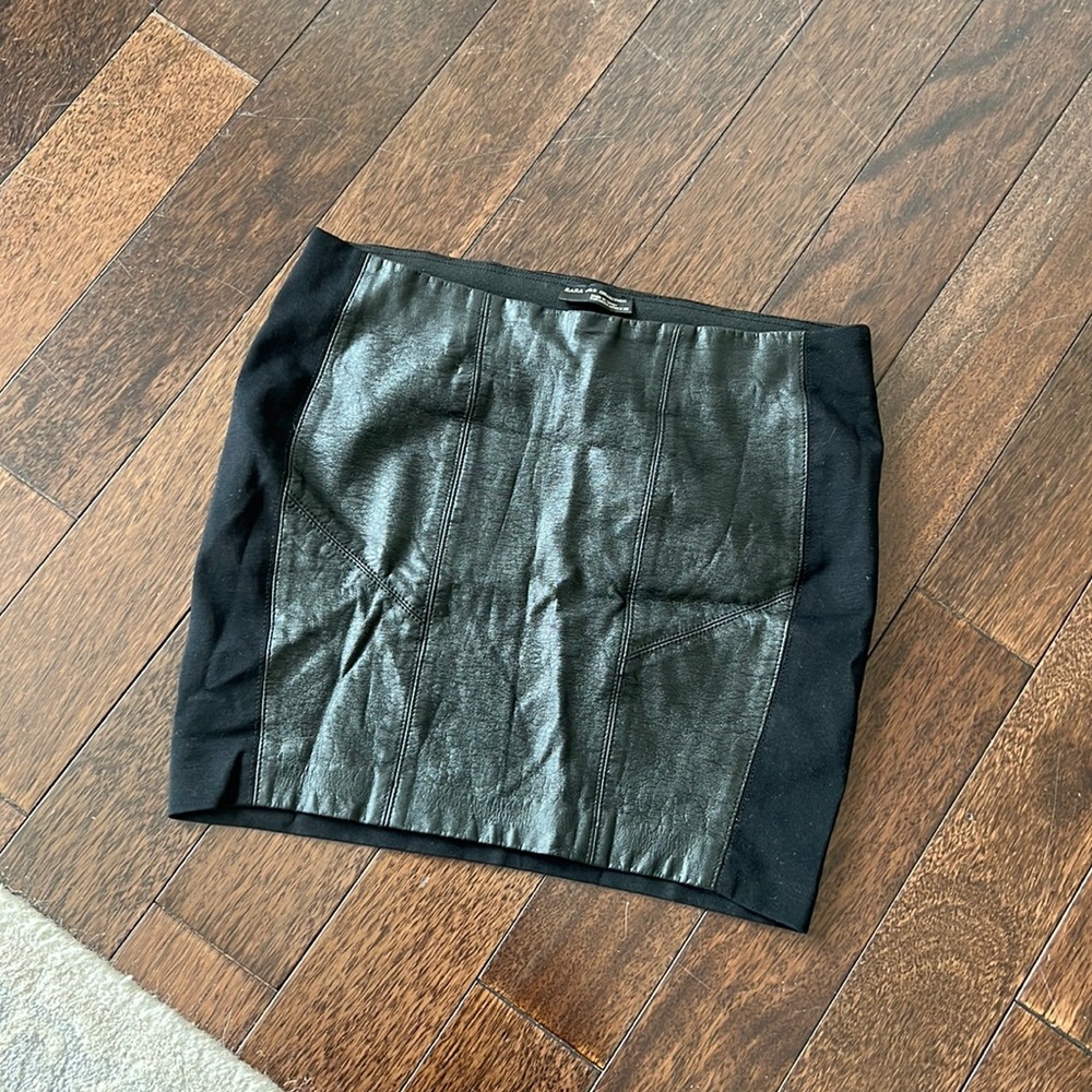 Zara W&B collection black leather skirt